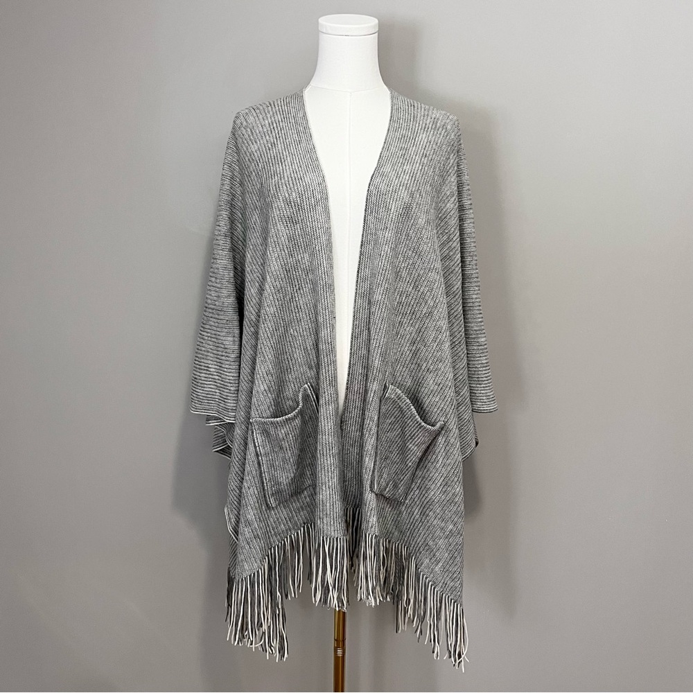 Steve Madden Fringe Shawl Poncho Sweater OSFM